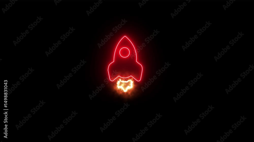 Neon line blue rocket spaceship icon on bright isolated background. Business, innovation and technology concepts, innovation of Space exploration, start up launch, product promotion, innovation Neon line blue rocket spaceship icon on bright isolated background. Business, innovation and technology concepts, innovation of Space exploration, start up launch, product promotion, innovation