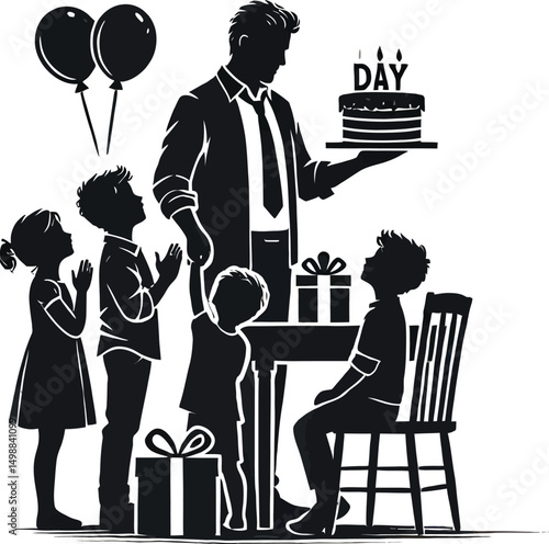 fathers day theme/ father celebrating with kids