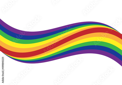 Bandera de colores LGBTIQ+ ondulada en fondo blanco