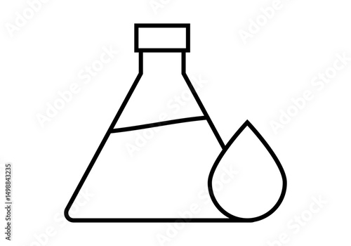 Icono negro de matraz con gota representando aditivos