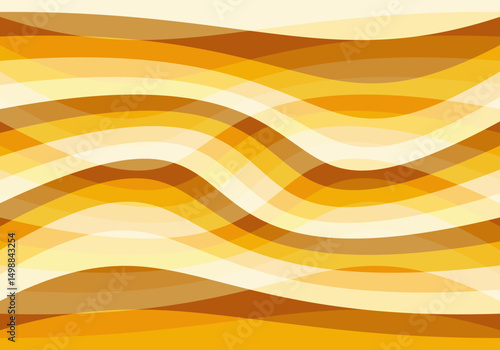 Fondo de barras onduladas cálidas de verano de color amarillo, naranja y marrón. Color caramelo
