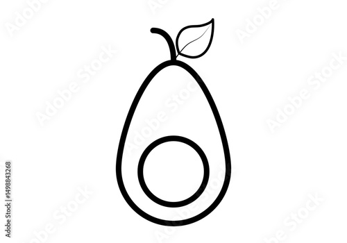 Icono negro de aguacate en fondo blanco