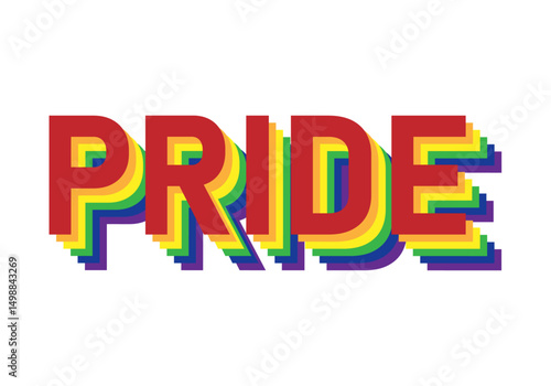 Título del color del orgullo LGBTQ+ en fondo blanco