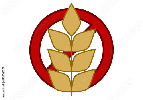 Espiga de trigo con señal de prohibido de sin gluten