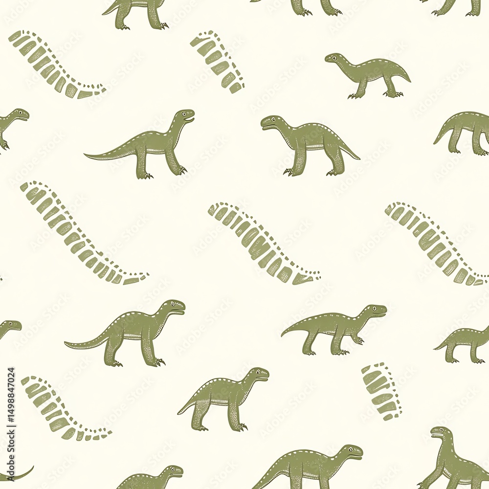 Fototapeta premium Dinosaur pattern design for kids' projects.