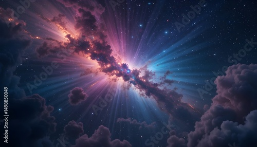 Colorful Space Galaxy Cloud Nebula Starry Night Cosmos Universe Science Astronomy Supernova Background









