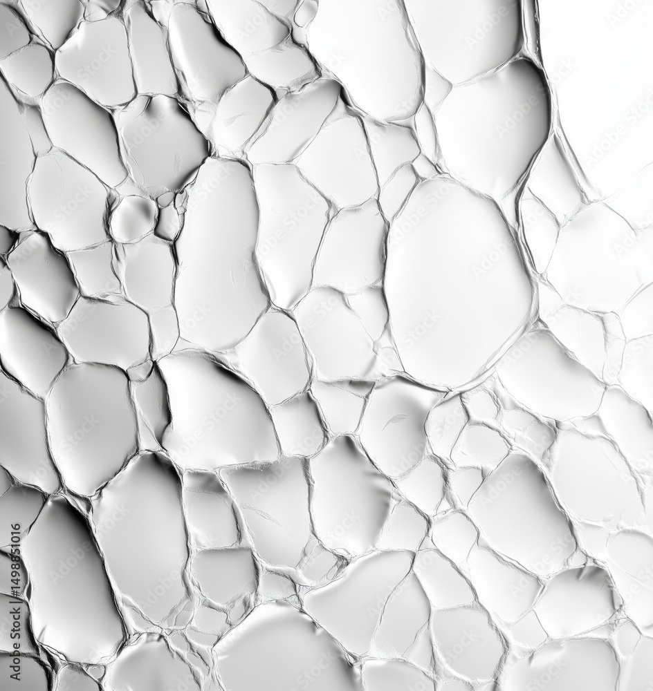 Abstract white textured surface resembling bubbles or foam patterns Abstract white textured surface resembling bubbles or foam patterns