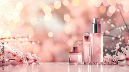 Soft Pink Beauty Background with Elegant Bokeh – Feminine and Luxurious Backdrop for Cosmetic and Skincare Ads