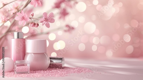 Soft Pink Beauty Background with Elegant Bokeh – Feminine and Luxurious Backdrop for Cosmetic and Skincare Ads