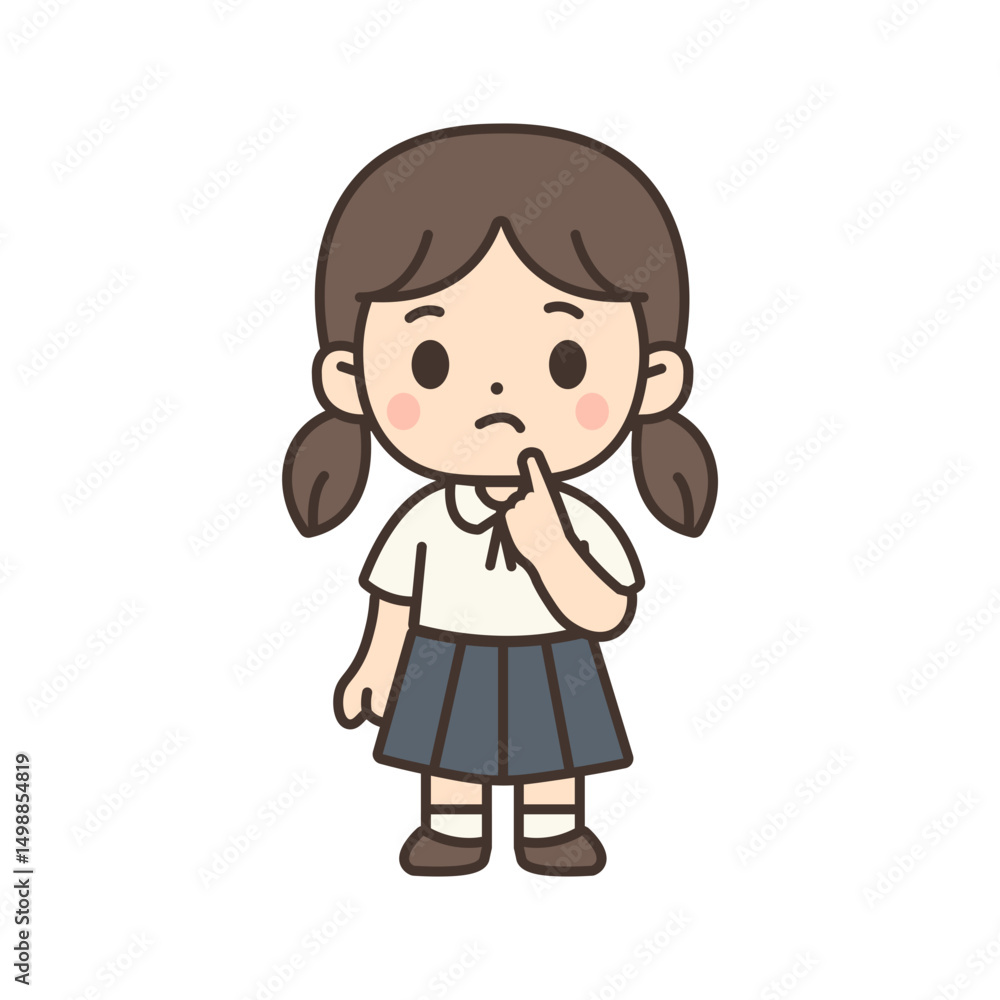 Cute Thai School Girl in Uniform Cartoon Illustration Cute Thai School Girl in Uniform Cartoon Illustration