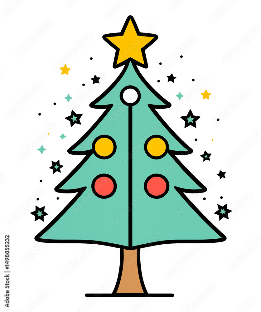 Fototapeta premium christmas tree draw illustration, isolated