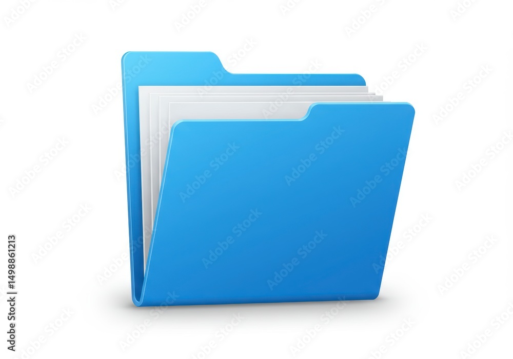 Blue Folder Icon with Documents for File Management Blue Folder Icon with Documents for File Management