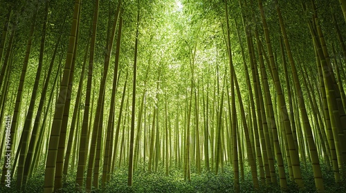 A bamboo grove with dense clusters of bamboo shoots growing in all directions, showcasing the versatility and strength of this remarkable plant.