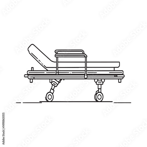 ambulance gurney hospital stretcher medical line art vector
