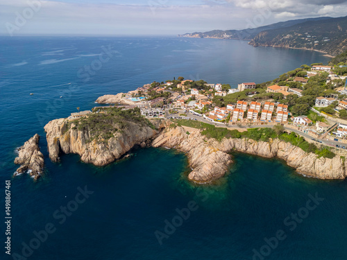 Sant feliu de guixols in costa brava of girona aerial views port 