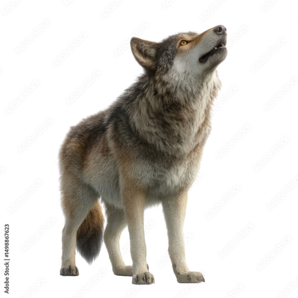 Obraz premium Coyote howling in nature wildlife photography transparent background outdoor scene close-up view