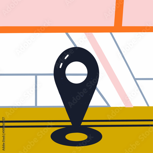 illustration of a map pointer with a compass