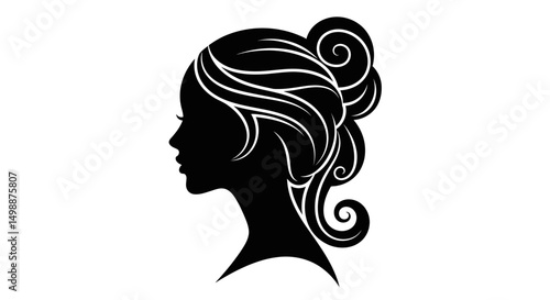 Elegant Woman Silhouette with Ornate Updo Hairstyle