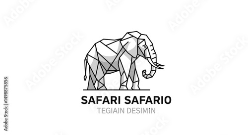 Geometric Elephant Logo Depicting Safari with Bold Lines and Shadows