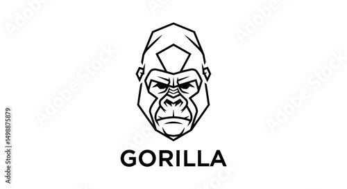 Geometric Line Art Gorilla Head Portrait