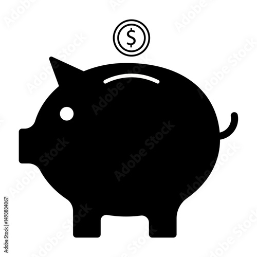 Money saving icon in black color