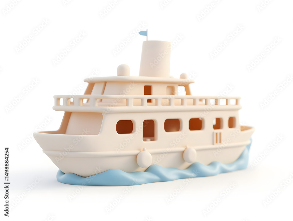 Obraz premium Summer cruise travel 3D illustration, sea liner holiday vacation travel scene illustration