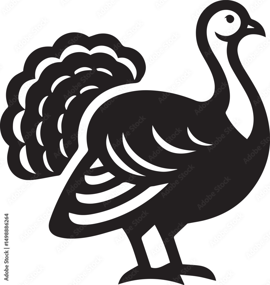 Fototapeta premium Black and White Turkey Bird Vector Illustration