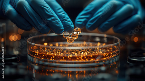 Laboratory experiment on liquid solutions scientific research facility photography controlled environment close-up view innovative science concept