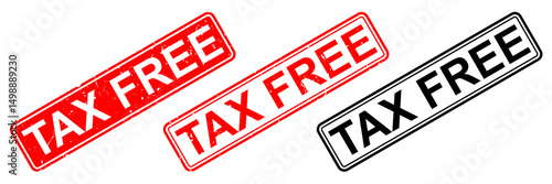 Tax free grunge stamped icon vector for finance, accounting, and promotional design. Ideal for tax exemption labels, duty free signage, or economic discount campaign graphics.