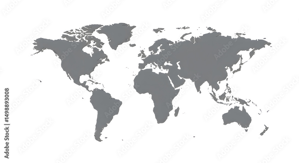 Fototapeta premium Simple Gray World Map: Minimalist Global Design Element