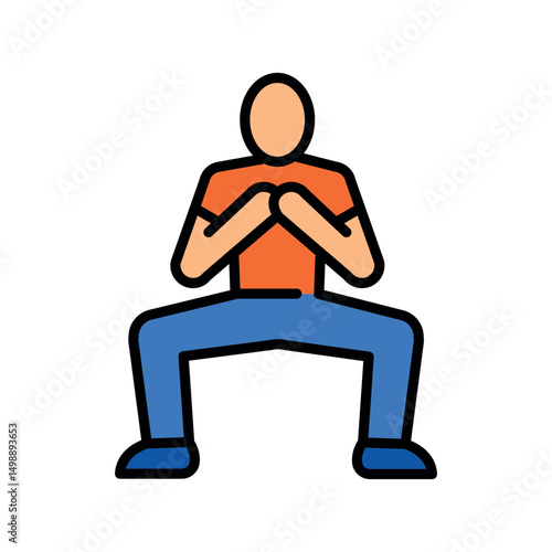 bodyweight squat color line icon for digital and print projects.