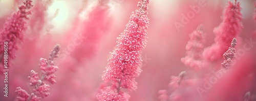 Pink flowers bloom, soft focus