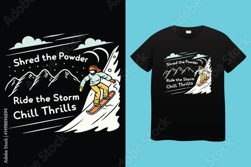 Fast Snowboarder Illustration – Alpine Winter Sports Vector, Extreme Snowboarding in Mountains – Vibrant Winter Sports Vector, Stylish Snowboarder in Motion – Adventure and Action Sports Art.