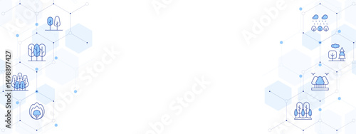 Forest Banner Vector Illustration with Two-sided Icon Style. Line Duotone icon. Containing. forest, tree, wildfire