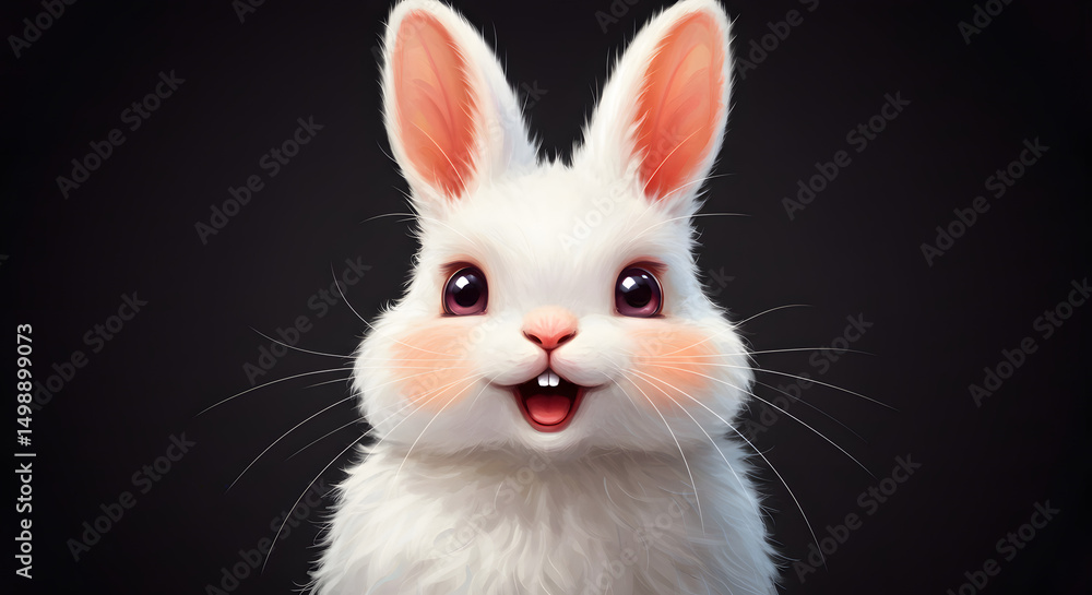 Obraz premium White Rabbit Smiling on Transparent Background