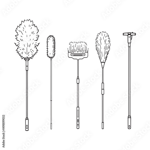 cleaning duster tool for dust removal line art vector
