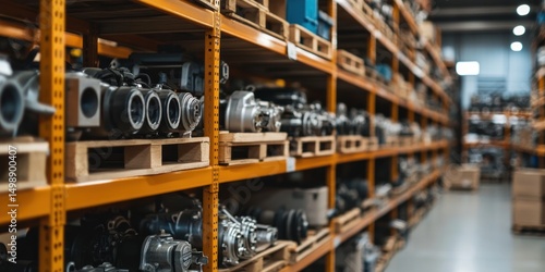 Industrial Parts Storage:  Organized Warehouse Inventory of Automotive Components
