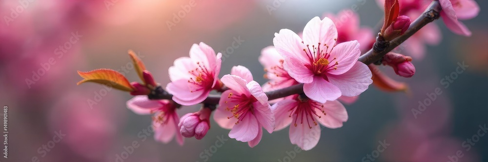 Close-up of a blossoming branch, delicate pink flowers emerging, symbolizing healing, renewal, and growth Perfect for concepts of health, spring, nature, and rebirth , beauty, rebirth Close-up of a blossoming branch, delicate pink flowers emerging, symbolizing healing, renewal, and growth Perfect for concepts of health, spring, nature, and rebirth , beauty, rebirth
