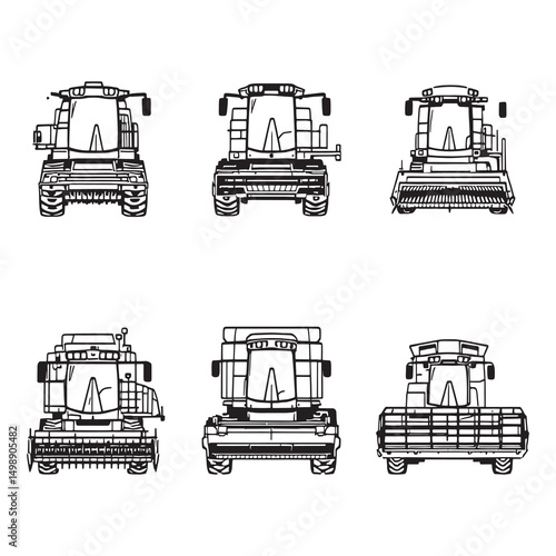 combine harvester farm machinery outline simple design vector illustration