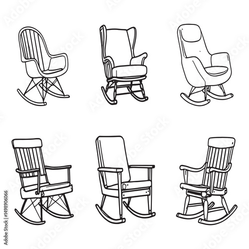 comfortable glider chair minimalistic line drawing artwork