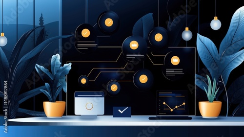 Business continuity strategy presentation office environment digital content professional viewpoint future concepts