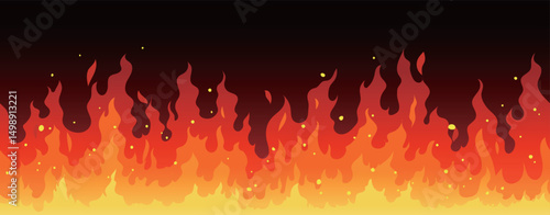 Seamless Fire Border Background. flame border, flame effect. Banner