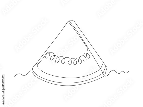 Abstract piece of watermelon, continuous single one line art hand drawing sketch logo