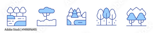 lake, forest, tree, wildfire. Forest Icon vector illustration. Line Duotone style. Editable stroke