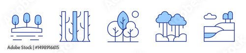 woodland, landscape, nature, lake, rainforest. Forest Icon vector illustration. Line Duotone style. Editable stroke