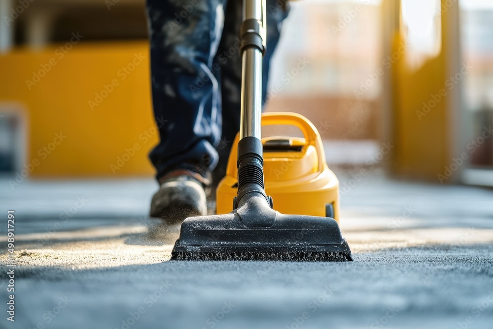 Close up of male using dust removal tool in indoor setting during cleaning process Close up of male using dust removal tool in indoor setting during cleaning process