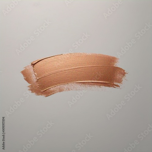 Aesthetic shot of a curved bronze paint stroke on a light gray background creating a simple design