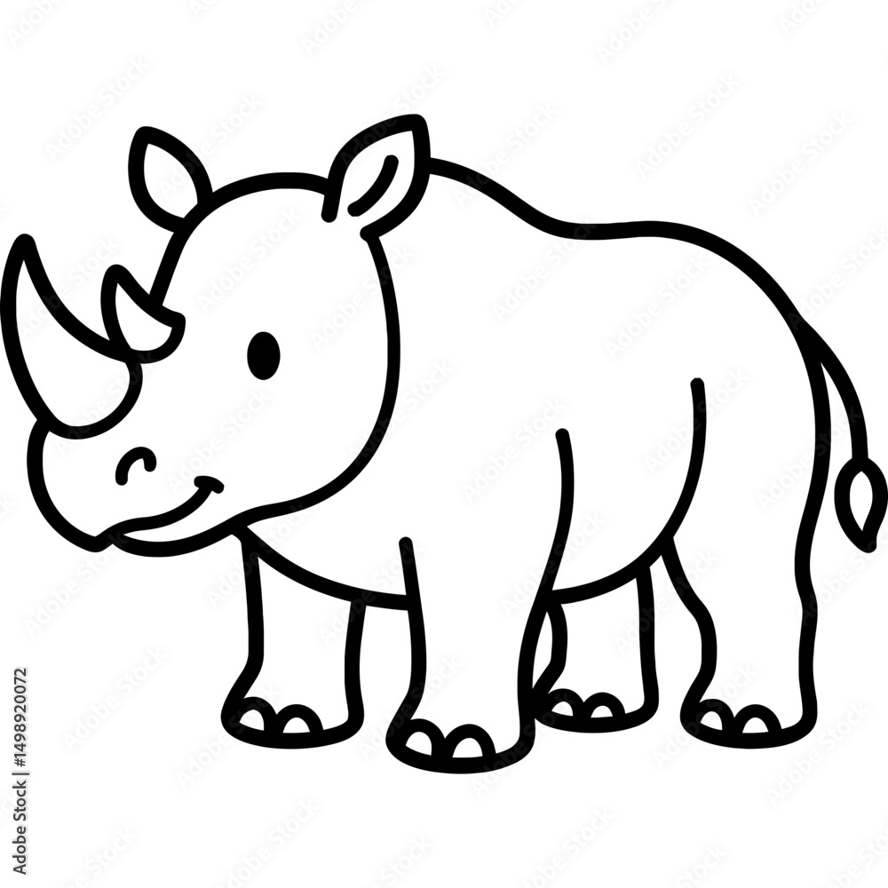 Fototapeta premium Cartoon Rhinoceros Outline