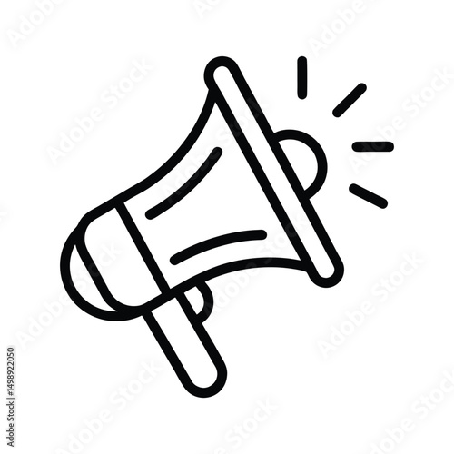 Loudspeaker line icon. Megaphone device emergency alarm outline style pictogram on white background.