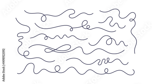Long thread. Pasta, spaghetti. Wavy abstract line